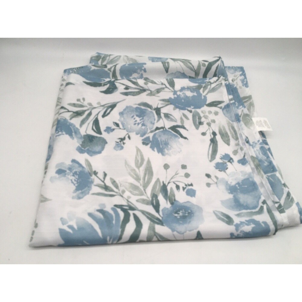 Blue White Watercolor Floral Botanical Shower Curtain Cottage core Coastal